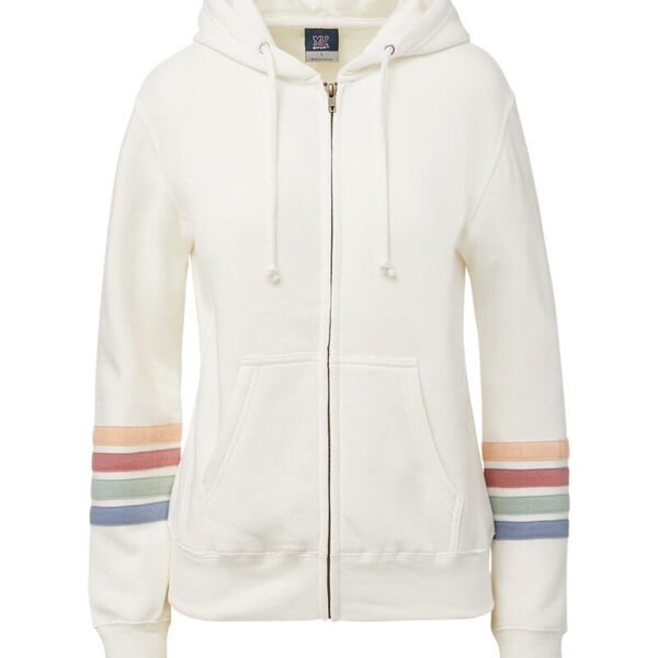 Women's Striped Sleeves Full-Zip Hooded Sweatshirt Thumbnail