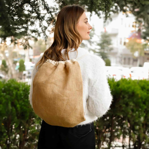 Jute Drawstring Backpack Thumbnail