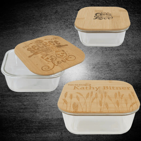 Blank Glass Container with Bamboo Lid Thumbnail