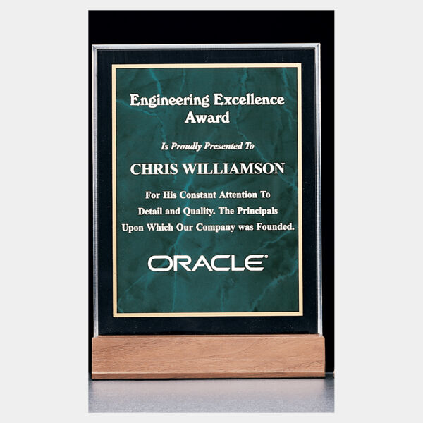 6" x 8 5/8" Emerald Marble Acrylic Award with American Base Thumbnail