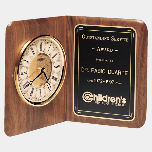 12 1/2" x 9 1/2" Quartz Book Clock, Brass Diamond Spun Bezel, Glass Lens, Ivory Dial Thumbnail