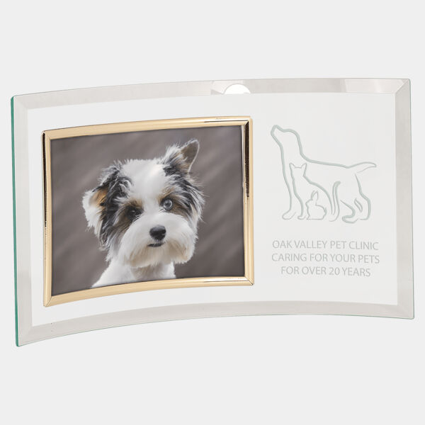 13" x 7 1/2" Jade Glass Crescent with 7" x 5" Picture Frame Thumbnail