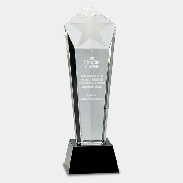11 3/4" Crystal Frosted Star Column on Pedestal Base Thumbnail