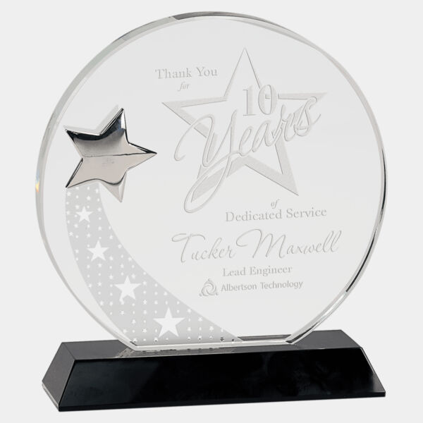 7 1/4" Round Crystal with Star on Pedestal Base Thumbnail