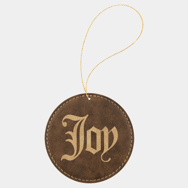 Rustic/ Laserable Leatherette Round Ornament with String Thumbnail