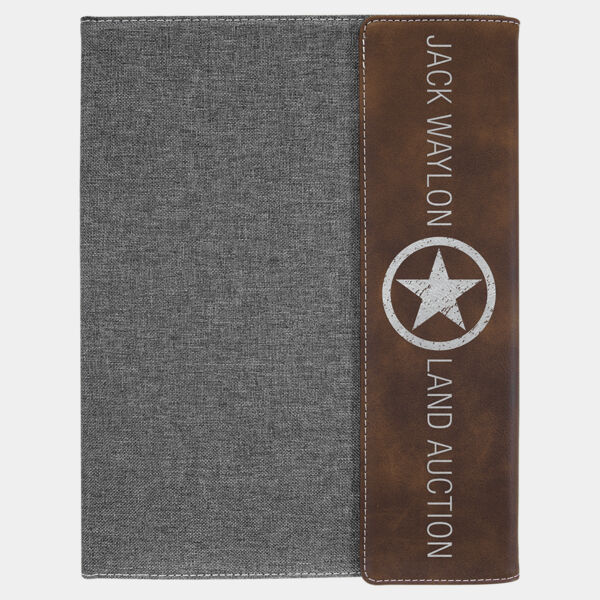 9 1/2"x12" Rustic/ Laserable Leatherette/ Canvas Portfolio w/Notepad Thumbnail