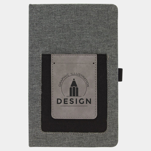 5 1/4" x 8 1/4" w/ Laserable Leatherette Journal with Cell/Card Slot Thumbnail