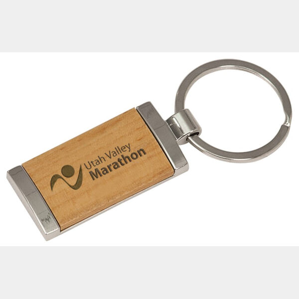 7/8" x 1 7/8" /Wood Laserable Rectangle Keychain Thumbnail
