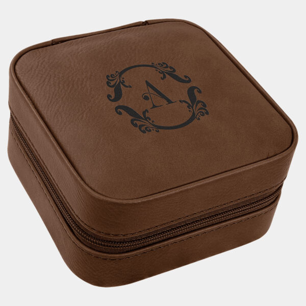 4" X 4" Laserable Leatherette Travel Jewelry Box with Lining Thumbnail
