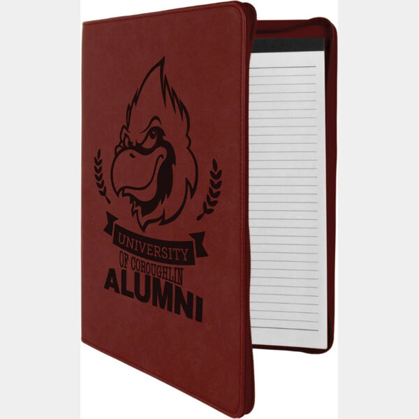 9 1/2" x 12" Rose with Zipper Laserable Leatherette Portfolio with Notepad Thumbnail