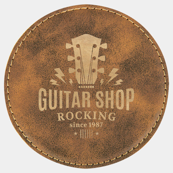 4" Round Rustic/ Laserable Leatherette Coaster Thumbnail
