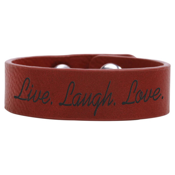 8 1/2" x 3/4" Rose Laserable Leatherette Youth Cuff Bracelet Thumbnail