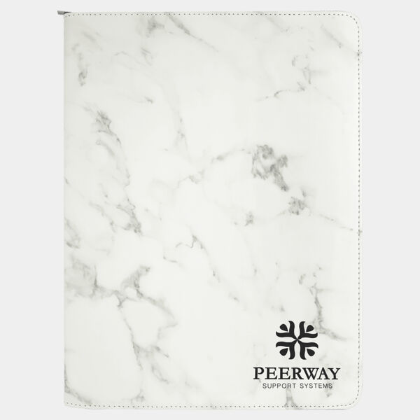 9 1/2" x 12" Marble with Zipper Leatherette Portfolio with Notepad Thumbnail