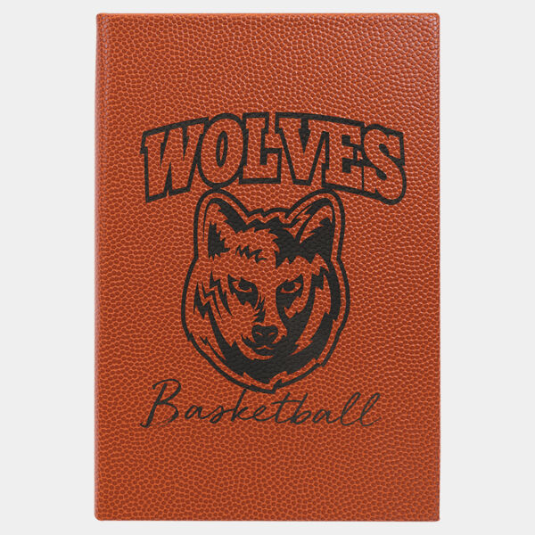 5 1/4" x 8 1/4" Basketball Laserable Leatherette Journal with Lined Notepad Thumbnail