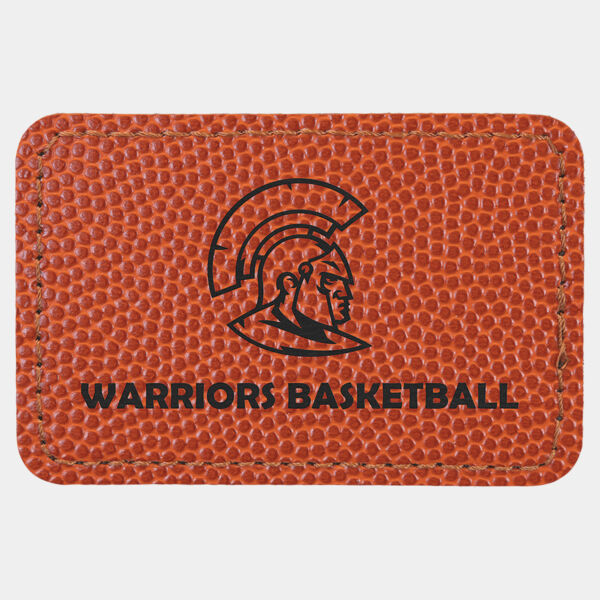 3" x 2" Rectangle Basketball Laserable Leatherette Patch with Adhesive Thumbnail
