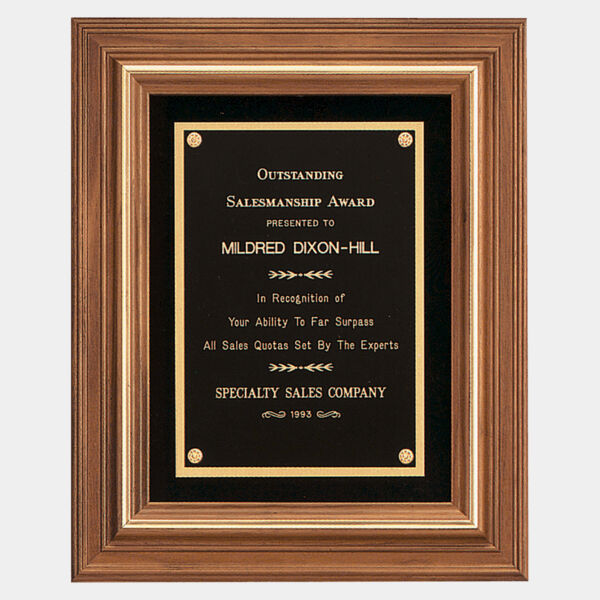 13" x 16" American Framed Plaque w/ Trim & Velour Back, Brass Plate Thumbnail