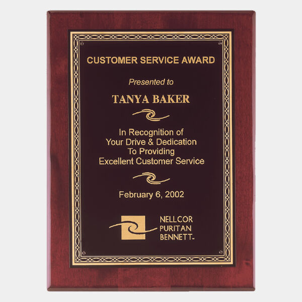 9" x 12" Airflyte Premium Piano Finish Plaque with Florentine Border Laserable Brass Plate Thumbnail
