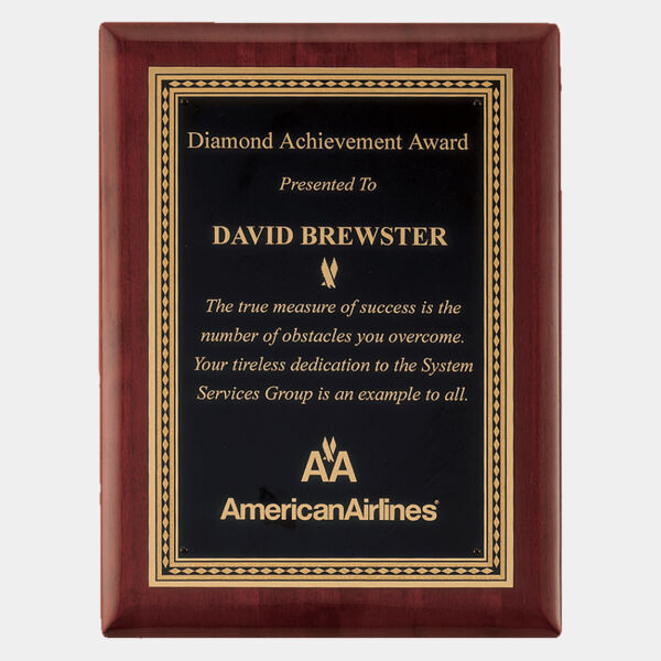 7" x 9" Airflyte Premium Piano Finish Plaque with Border LaserFX Plate Thumbnail