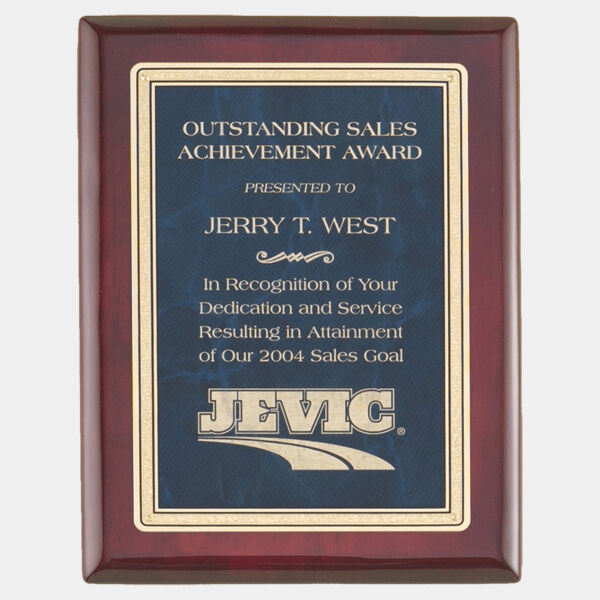7" x 9" Piano Finish Plaque with a Sapphire Marble/ FlorentineDesign LaserFX Plate Thumbnail