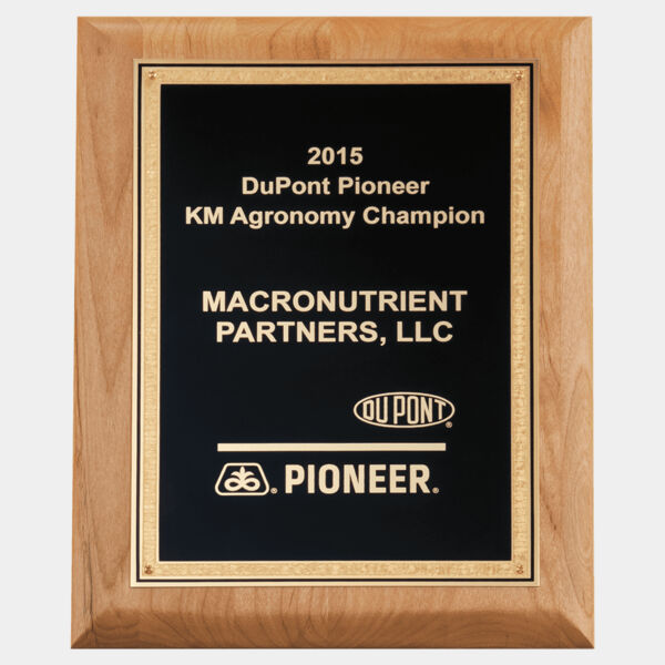 8" x 10" Natural Wood Plaque with Textured Florentine Bordered LaserFX Plate Thumbnail