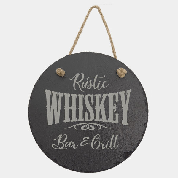7 3/4" Round Slate Decor with Hanger String Thumbnail