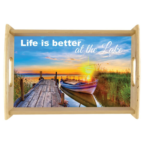17.625" x 11.875" Unisub Natural Serving Tray with Sublimatable Insert Thumbnail