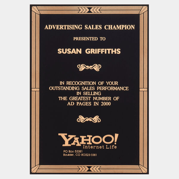 7" x 10" Laser Engravable Brass Plate with Southwestern Design Border and Four Holes Thumbnail
