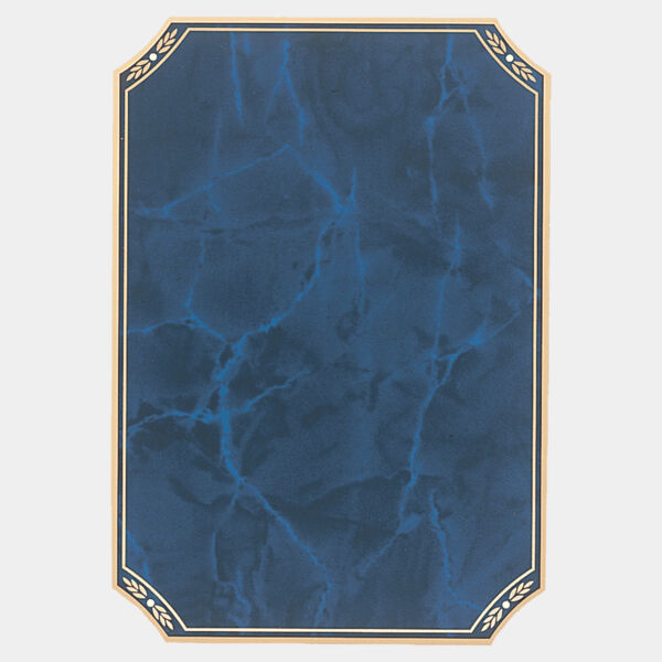 5 1/4" x 6 1/4" Airflyte Brass Plated Steel Sapphire Marble Clipped Corner Plate with Border Thumbnail